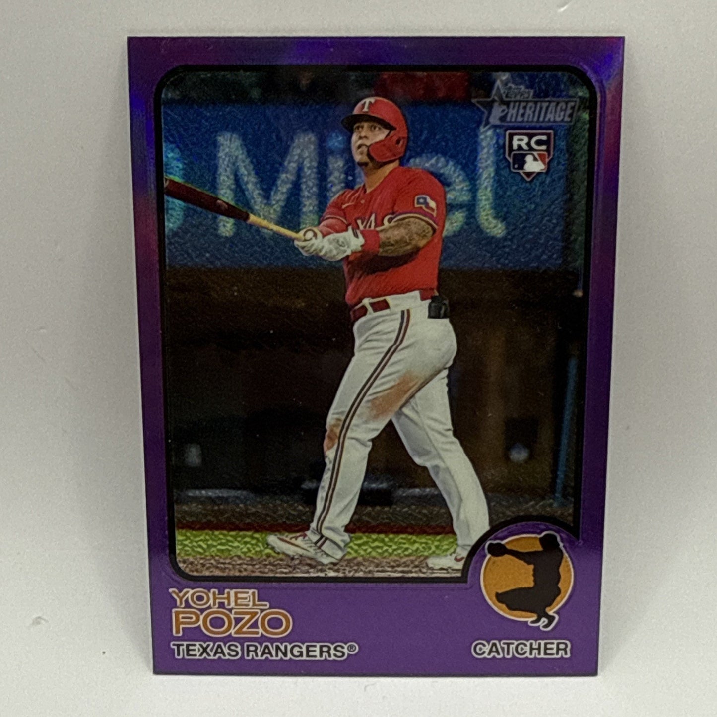 2022 Heritage High Number Hot Box Chrome Purple Refractor Yohel Pozo Rookie RC