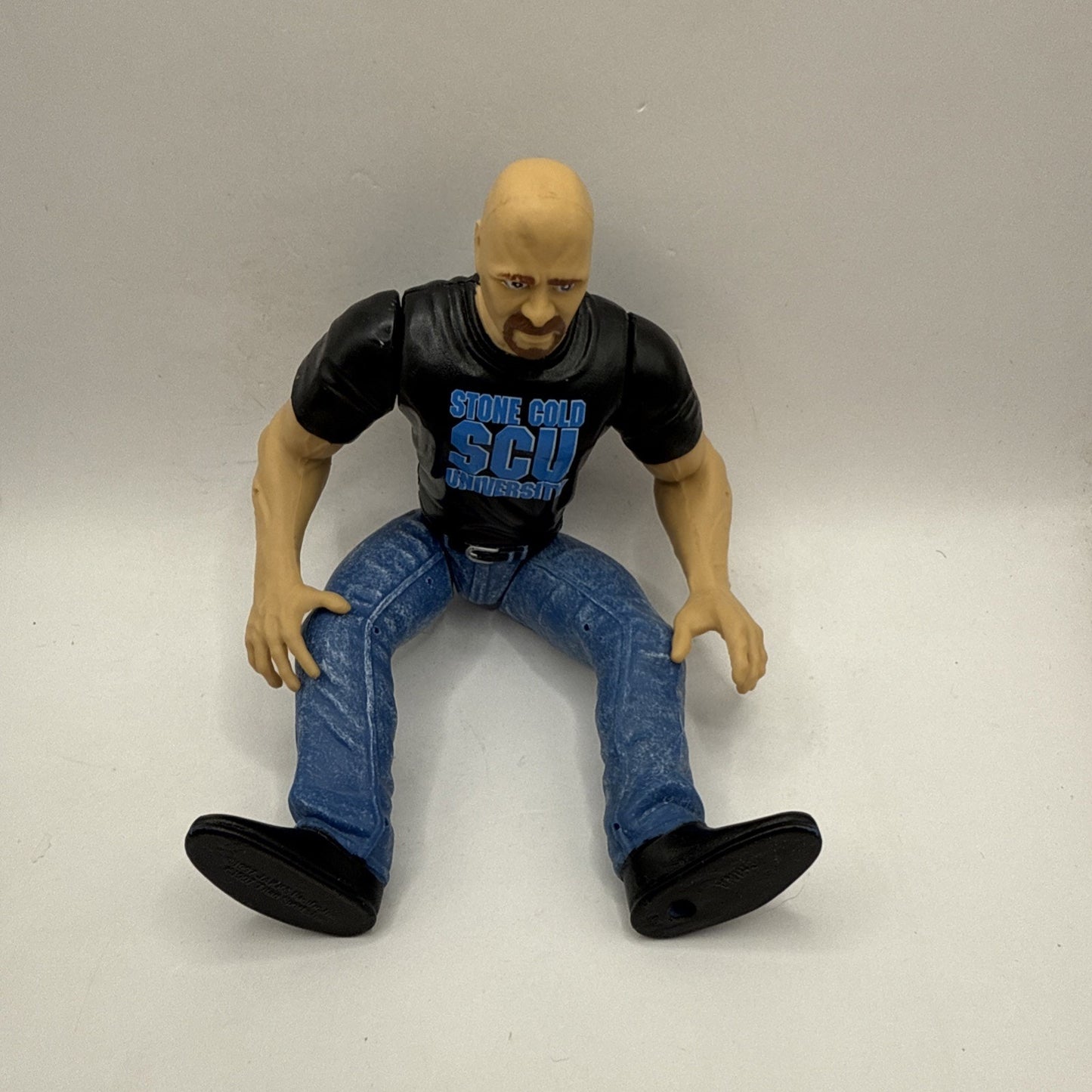 Vintage WWF SCU University Shirt Stone Cold 6" figure, 1997 Jakks Pacific WWE