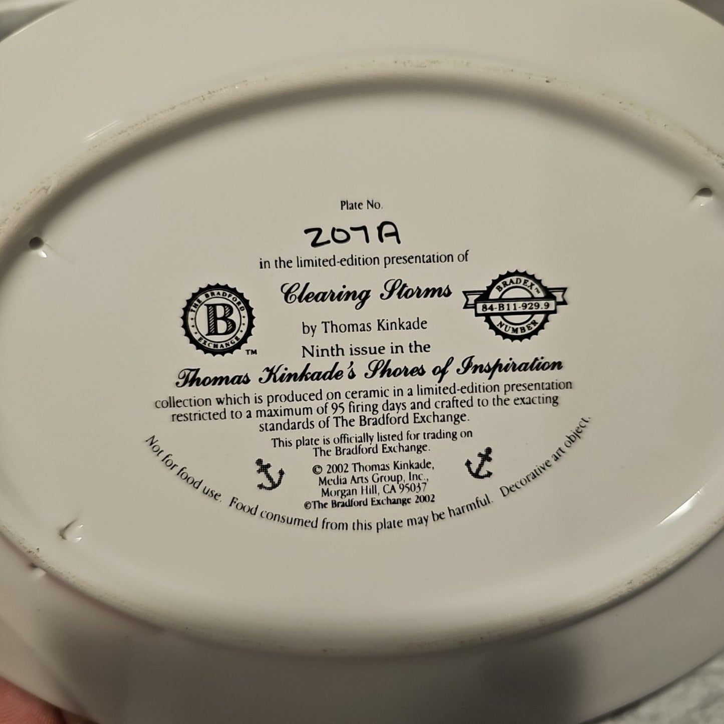 Thomas Kinkade Victorian Light Collectors Plate 2002 September Collectible 207A