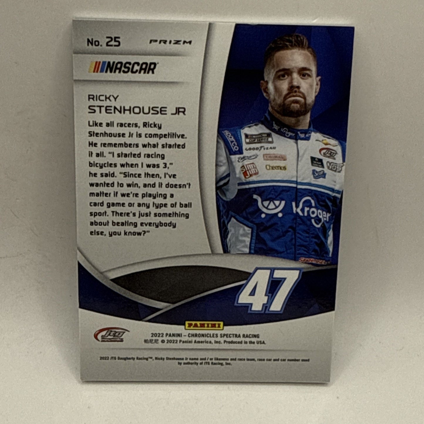 Ricky Stenhouse Jr Silver Prizm Spectra 2022 Panini Chronicles Racing Kroger