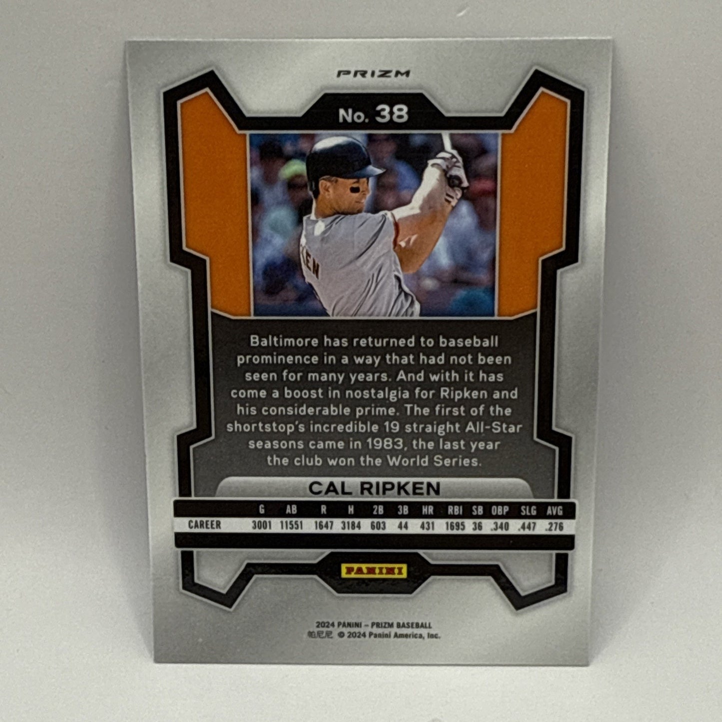 Cal Ripken Jr. 2024 Panini Prizm Blue Cracked Ice Prizm #38 Baltimore Orioles