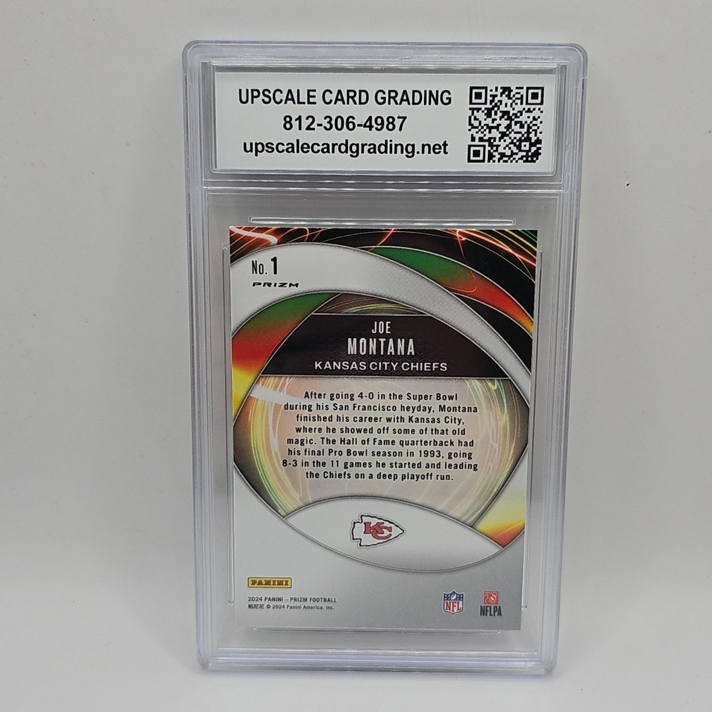 2024 Panini Prizm JOE MONTANA #1 Portals Green Prizm - Kansas City Chiefs Graded