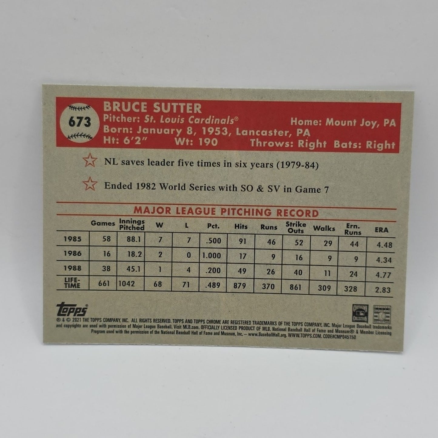 2021 Topps Chrome Platinum Anniversary - Bruce Sutter #673 Hyper Cardinals MLB