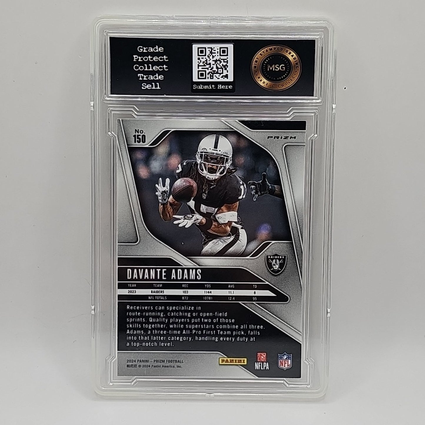 DAVANTE ADAMS 2024 PANINI RED, WHITE, & BLUE PRIZM #150 LAS VEGAS RAIDERS GRADED
