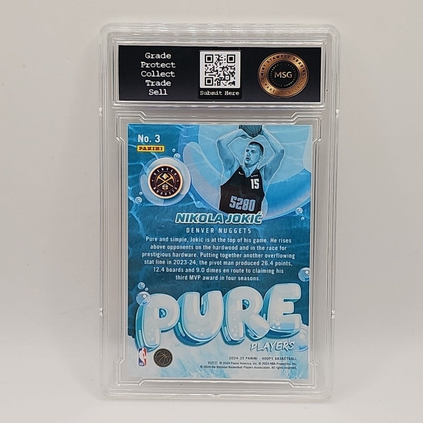 Nikola Jokic Pure Players 2024-25 Panini NBA Hoops #3 Graded 10 Gem NBA Card