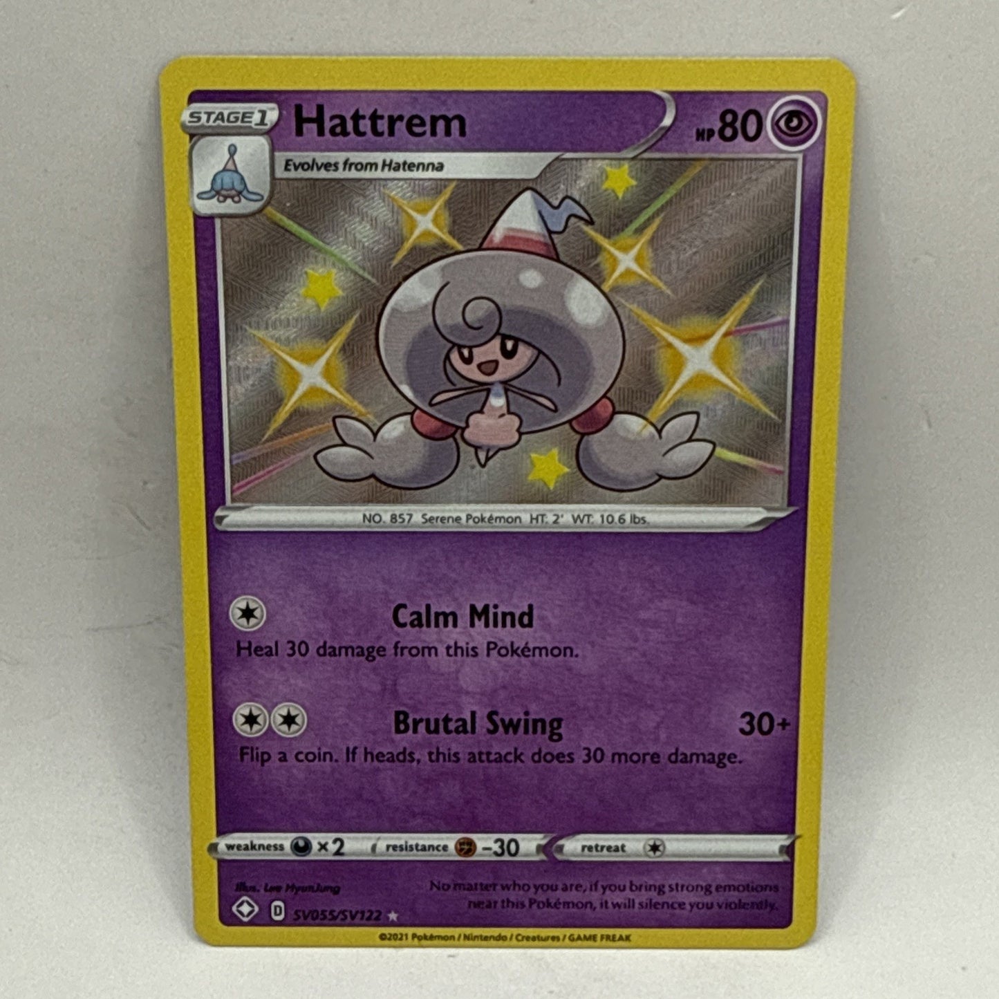 Hattrem SV055/SV122 Shining Fates Shiny Holofoil Rare Pokemon TCG - LP