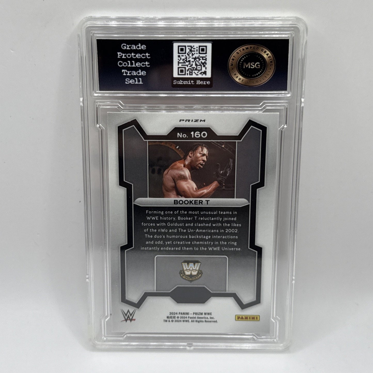 Booker T 2024 Panini Prizm WW Red Wave Prizm #160 WWE Legends Graded 9 Mint