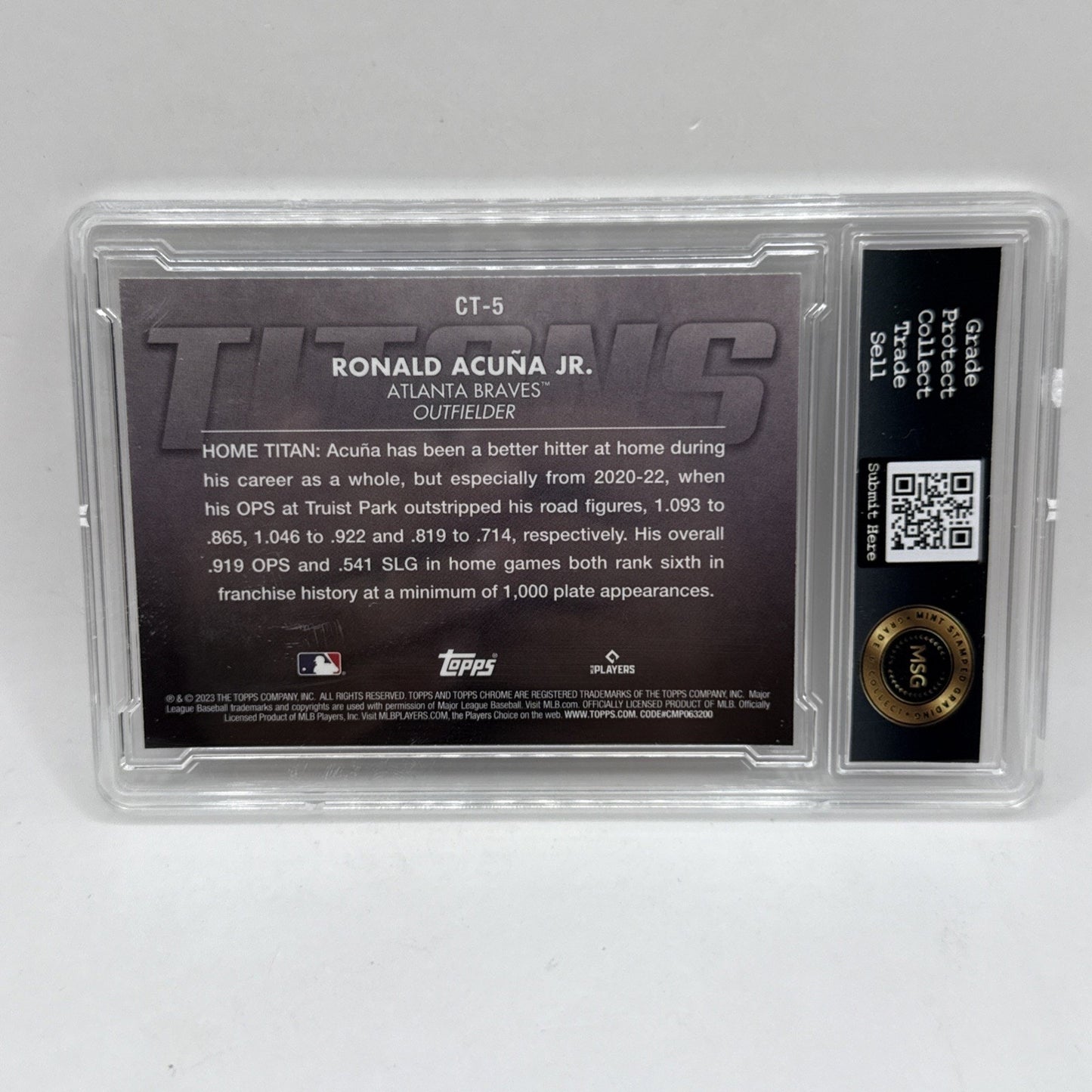 2023 Topps Chrome Ronald Acuna Jr Chrome Titans Refractor #CT-5 Braves Graded 9