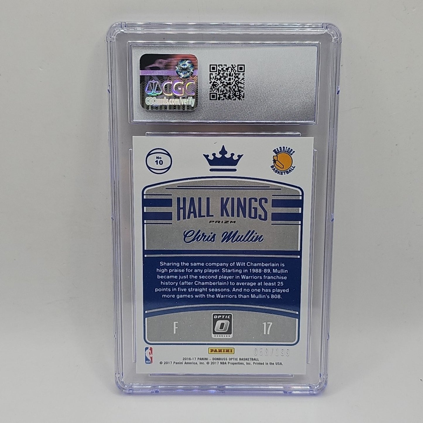 2016 Donruss Optic 10 Chris Mullin Hall Kings Orange /199 NBA Graded CGC 9