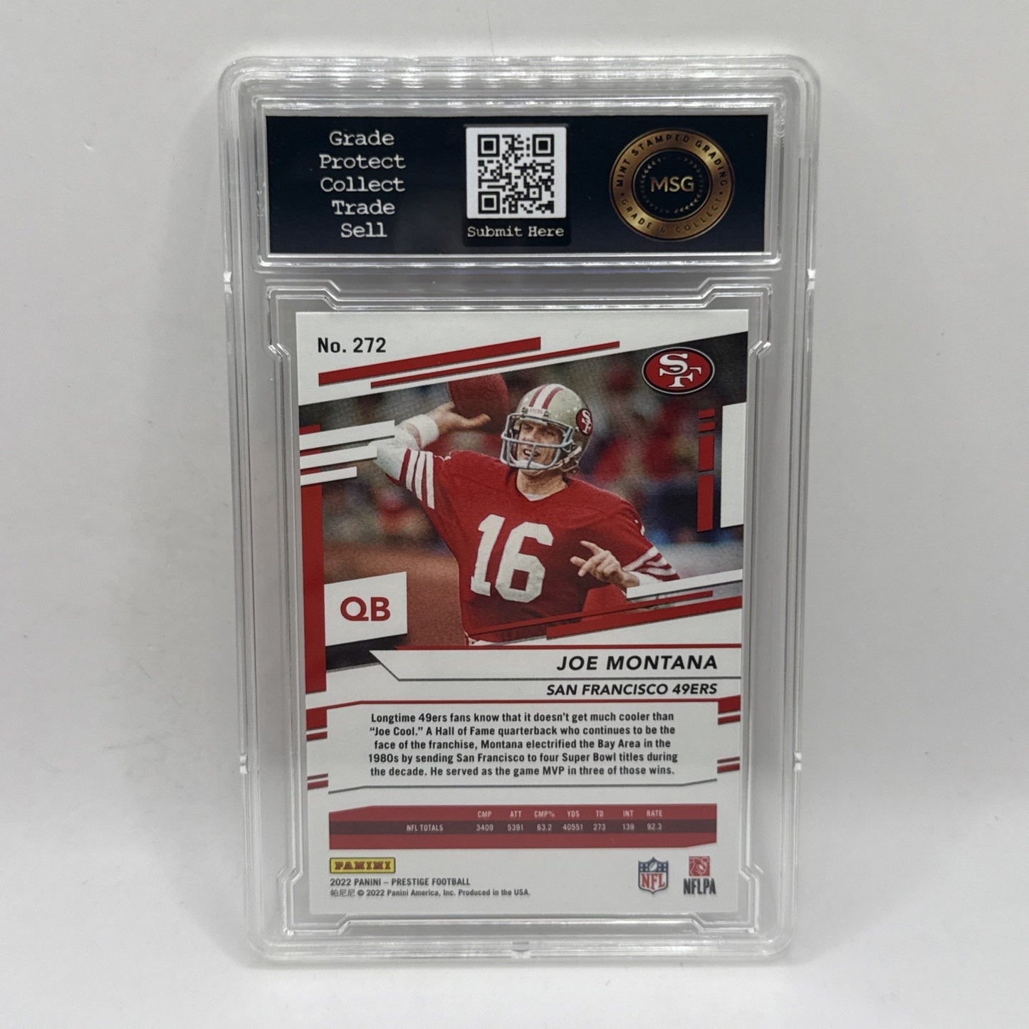 2022 Prestige Football Joe Montana #272 Xtra Points Diamond Graded 10 Gem NFL