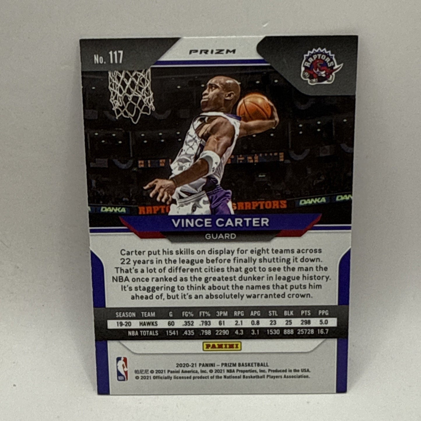 2020-21 Prizm - VINCE CARTER - Ruby Red Wave Prizm #117 NBA Toronto Raptors