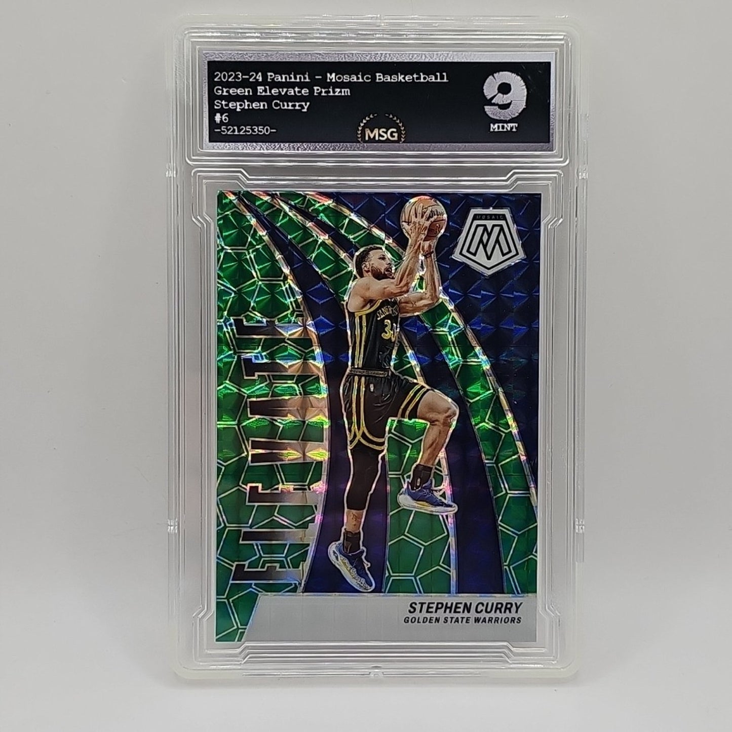 2023-24 Mosaic Basketball Green Mosaic Elevate Stephen Curry #6 Warriors Graded