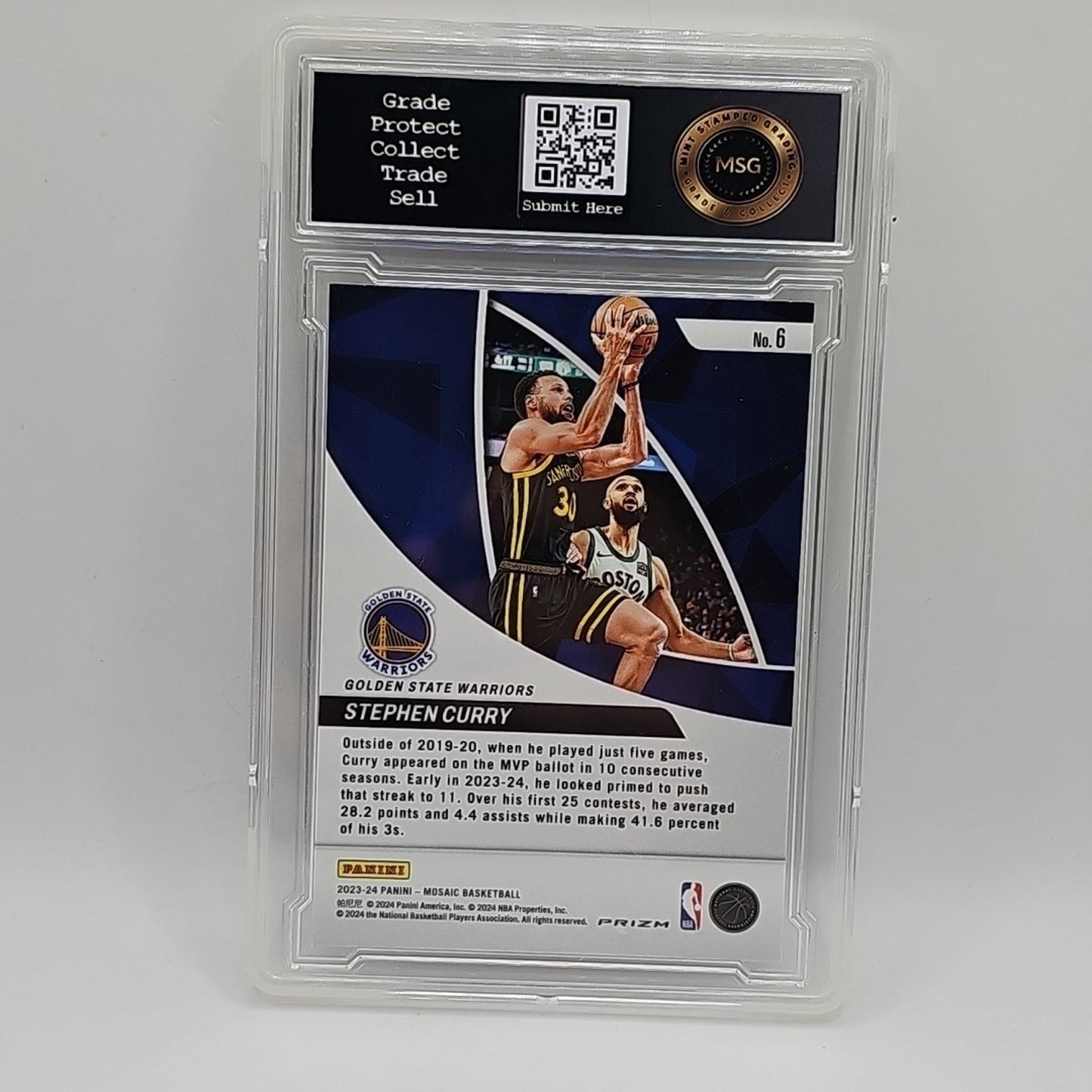 2023-24 Mosaic Basketball Green Mosaic Elevate Stephen Curry #6 Warriors Graded