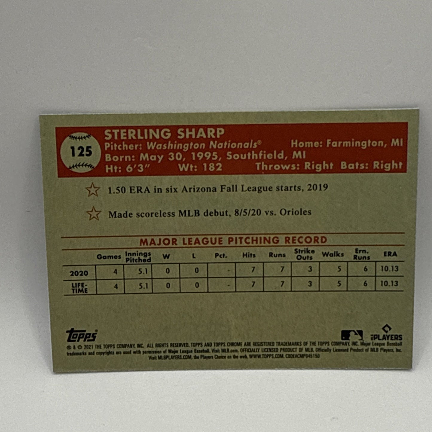 2021 Topps Chrome Platinum Anniversary Blue Sterling Sharp RC