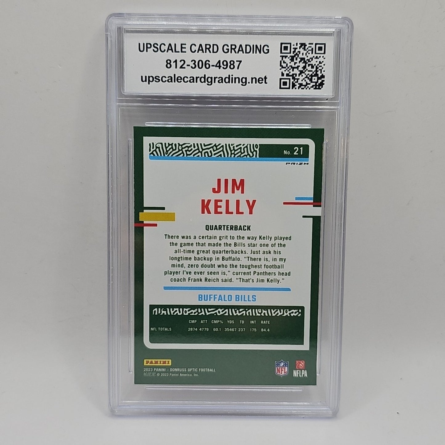 2023 Donruss Optic Jim Kelly Blue Stars Holo Prizm NFL Buffalo Bills Graded 10