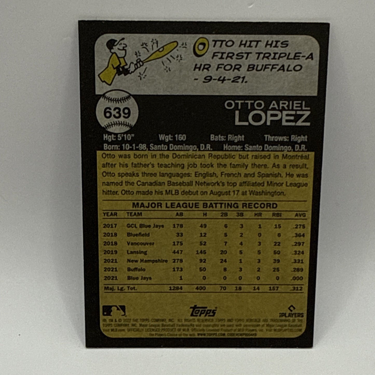 2022 Topps Heritage High Number Baseball #639 Otto Lopez Rookie Purple Parallel