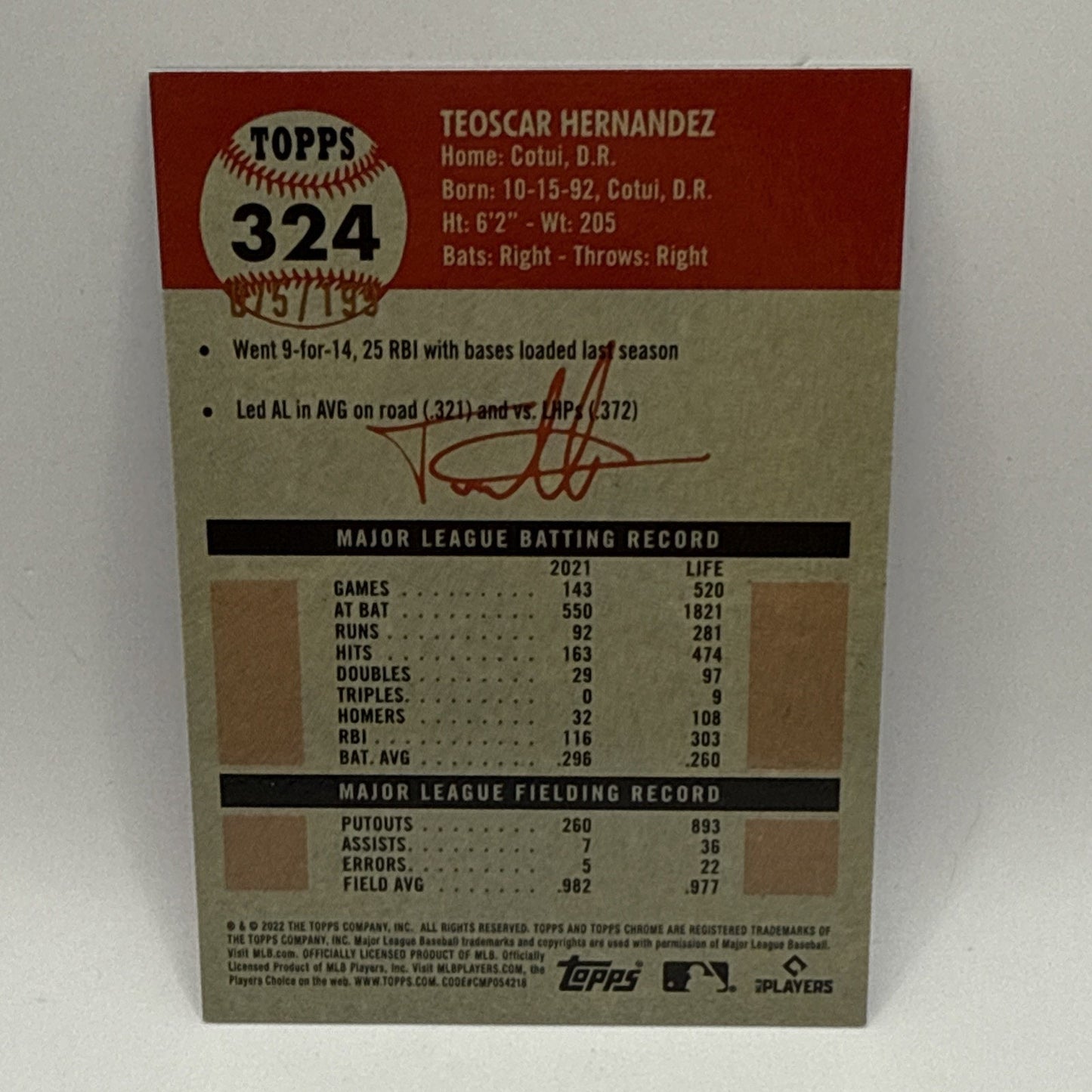 Chrome Platinum Anniversary Blue Mini-Diamond Refractor Teoscar Hernandez /199