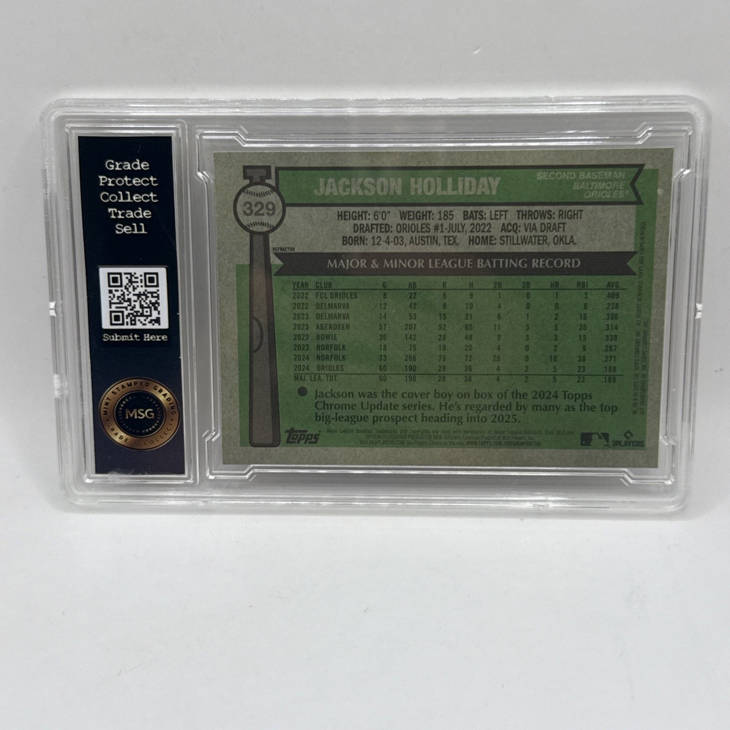 2025 Topps Heritage #329 Jackson Holliday Silver Chrome Refractor Orioles Graded