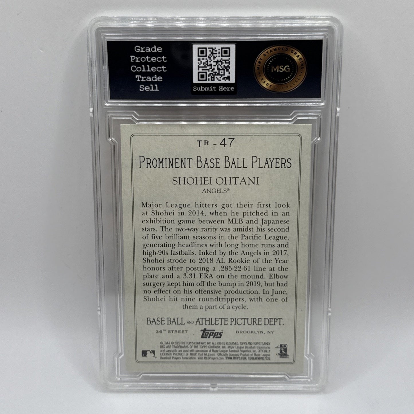 2020 Topps Shohei Ohtani #TR47 Turkey Red Los Angles Angels Graded 10 Gem Mint