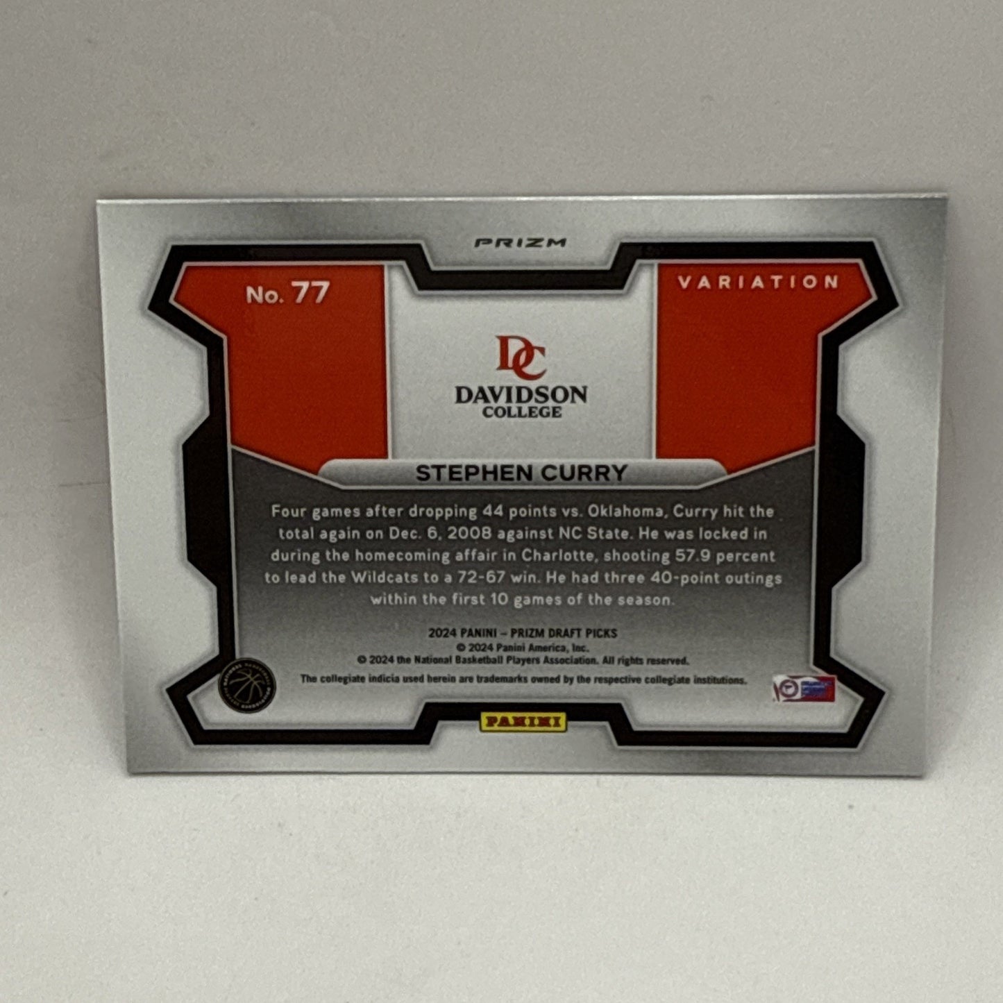 Stephen Curry 2024 Panini Prizm Draft Picks #77 Cracked Red Ice Variation