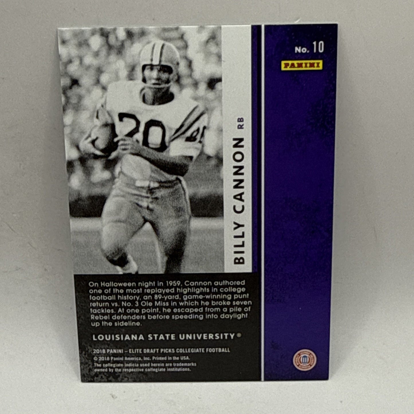 2018 Panini Elite Draft Picks Aspirations Purple /99 Billy Cannon #10 NFL Raider