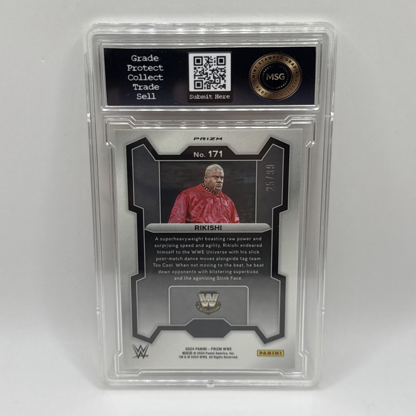 2024 Panini Prizm WWE - Rikishi #171 Orange Prizm /99 Graded 9 Mint Short Print