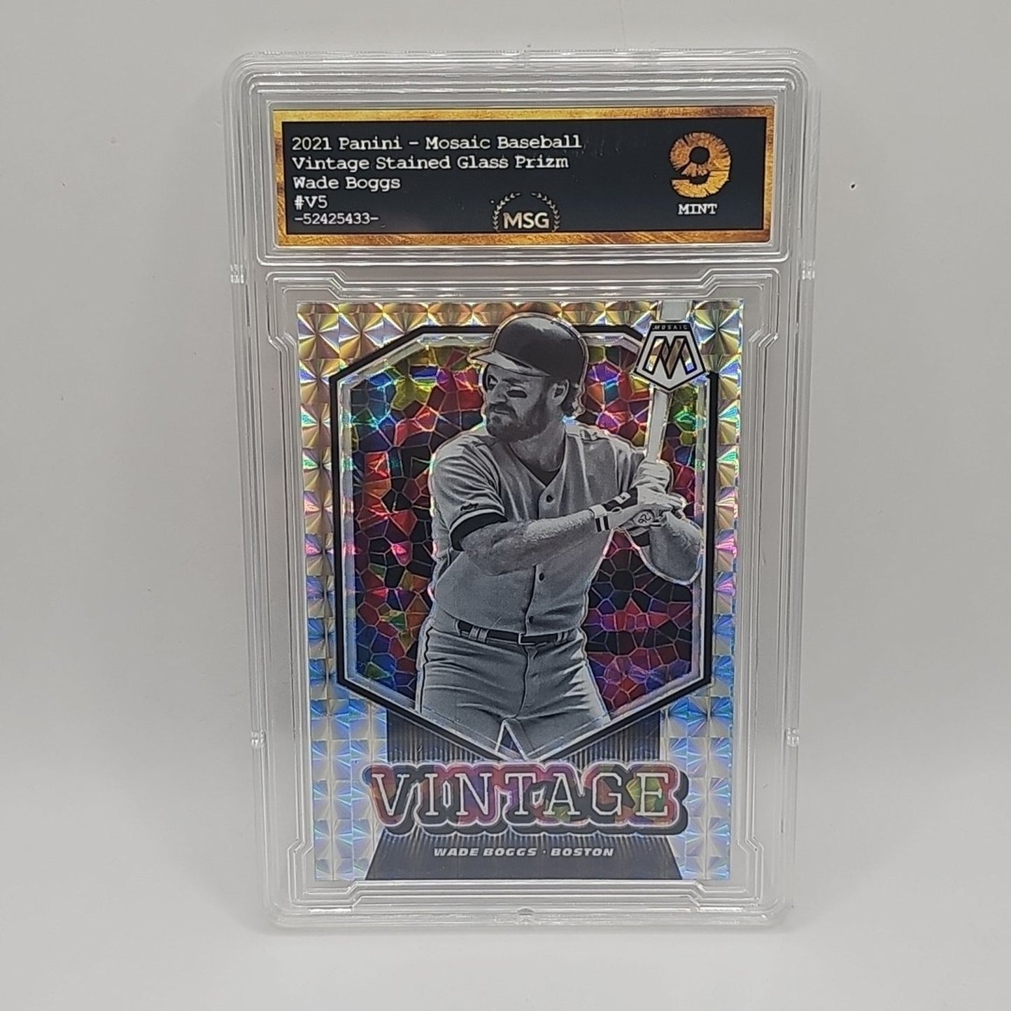 2021 Panini Mosaic Wade Boggs Vintage Silver Prizm #V5 MSG GRADED 9 MINT MLB
