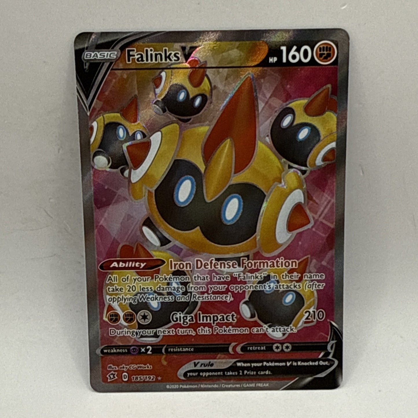 Pokemon TCG Falinks V (Full Art) 185/192 Swsh02: Rebel Clash Holo 2020 LP