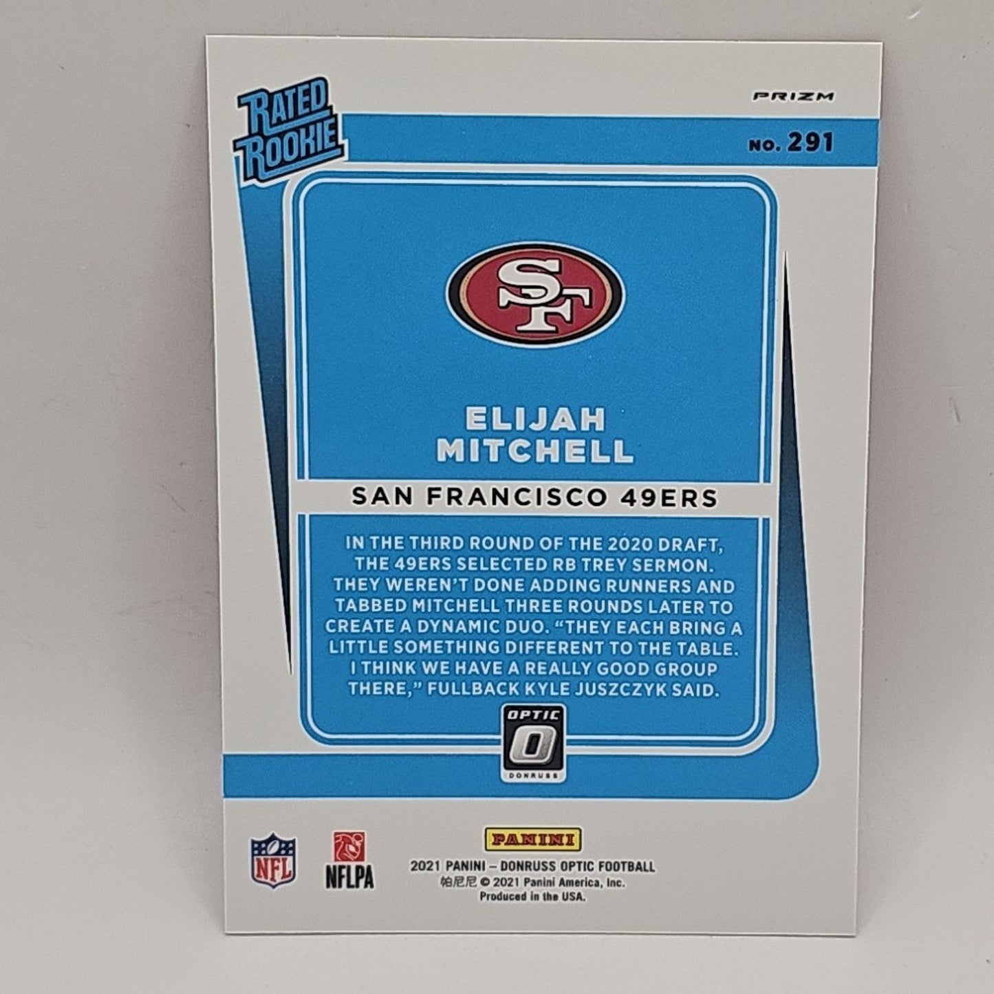 2021 Panini Donruss Optic 49ers Elijah Mitchell Red Hyper Rated Rookie 291