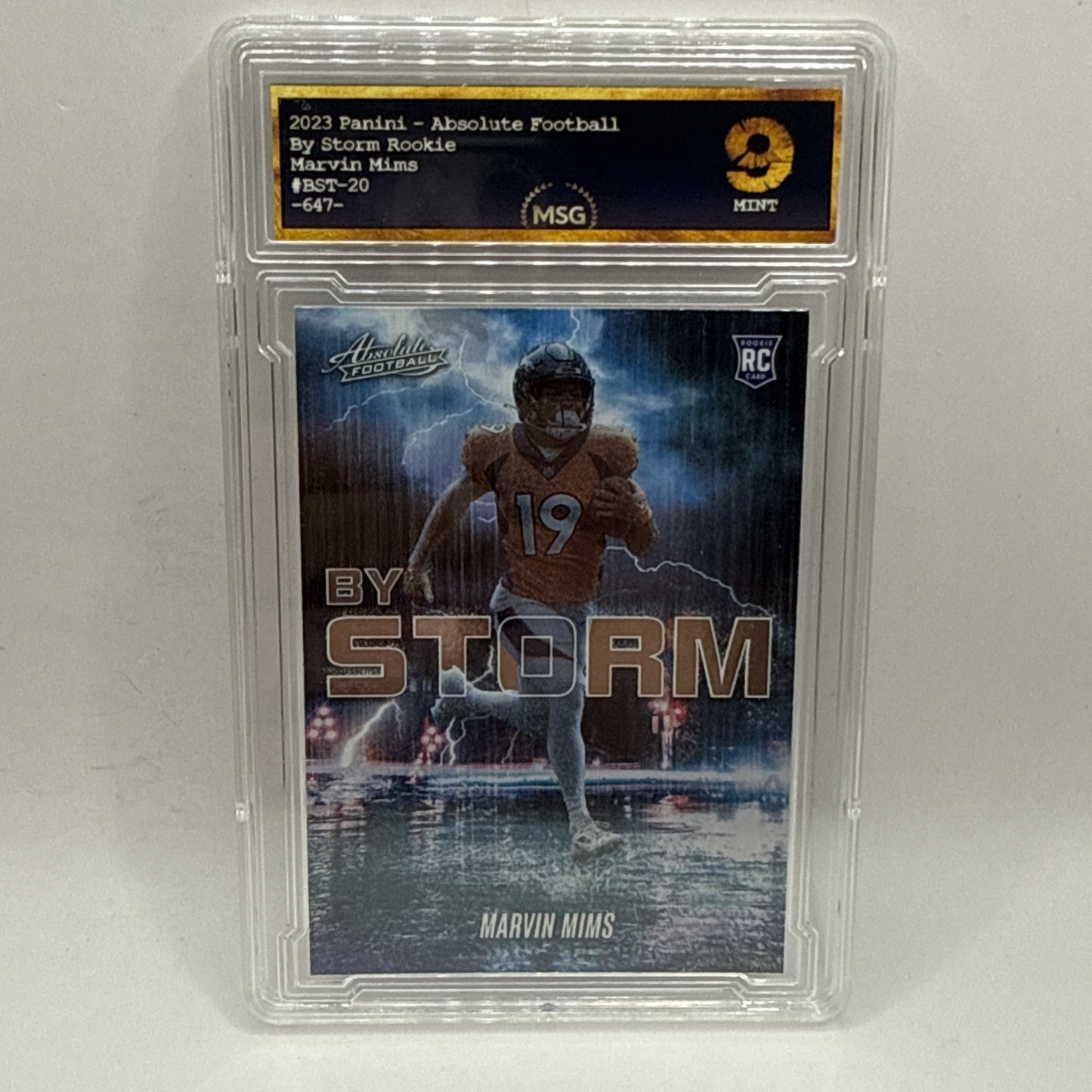 2023 Panini Absolute By Storm Marvin Mims Denver Broncos #BST Graded 9 NFL Card
