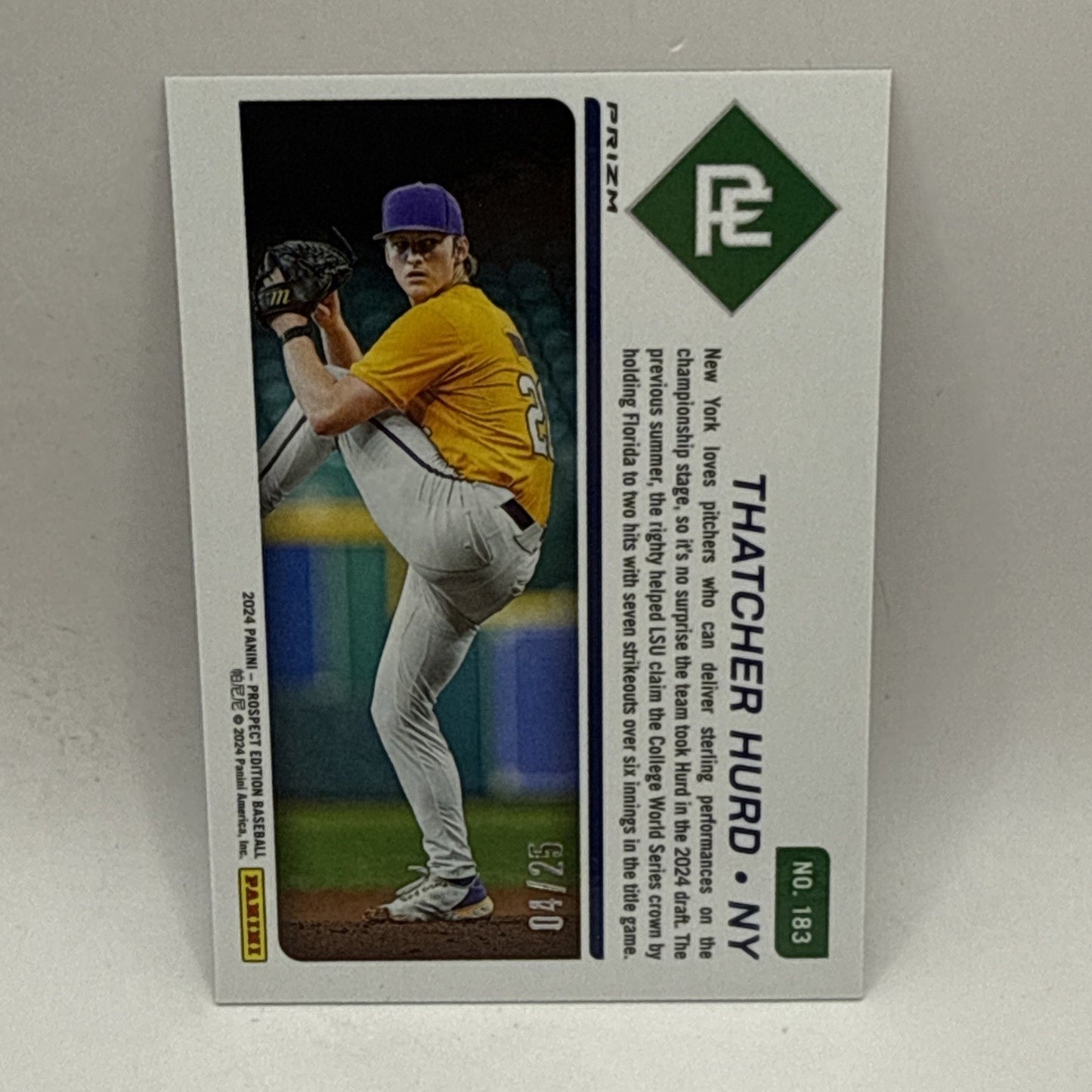 2024 Panini Prospect Edition Mojo Prizm /25 Thatcher Hurd #183 MLB New York