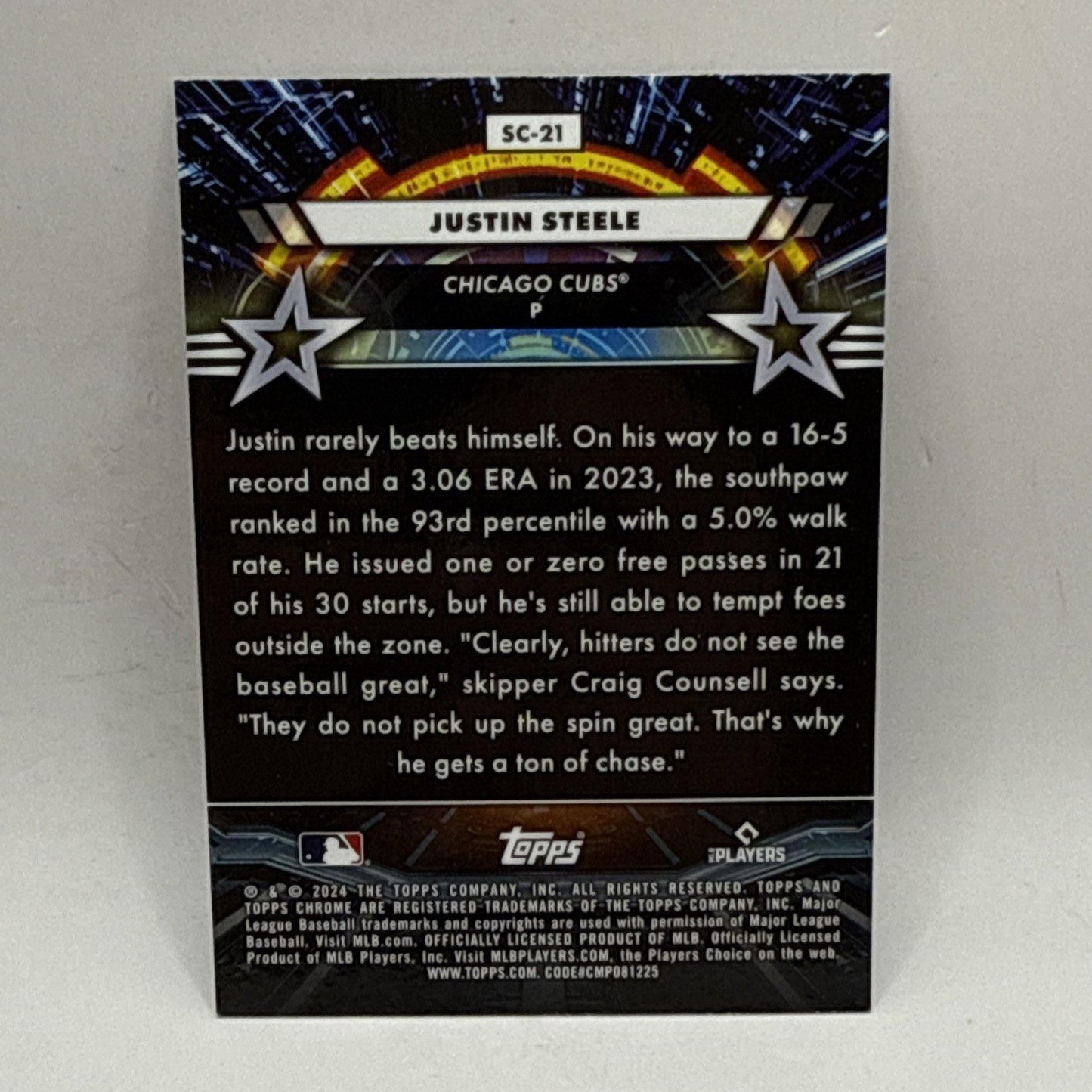 2024 Topps Chrome Cosmic Justin Steele STAR COMMAND SC-21 MLB Chicago Cubs