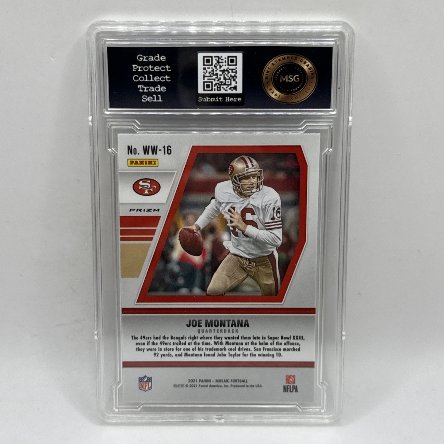2021 Panini Mosaic - Will to Win Mosaic Green Prizm #WW-16 Joe Montana Graded 10