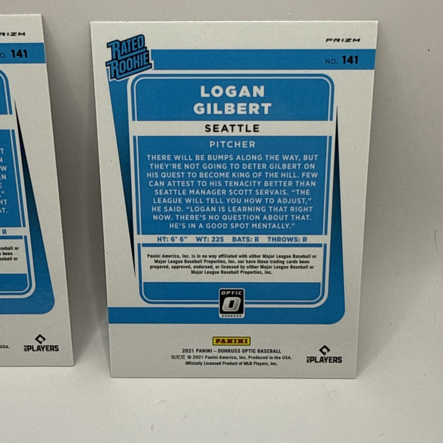 2021 Panini Optic Baseball Logan Gilbert Rated Rookie Silver & Green Holo Prizm