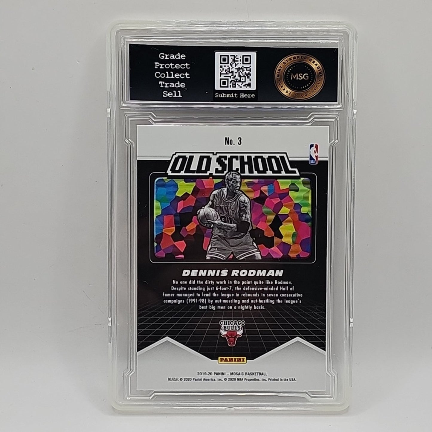 2019-20 Panini Mosaic #3 Dennis Rodman Old School Graded 9 Mint NBA Bulls