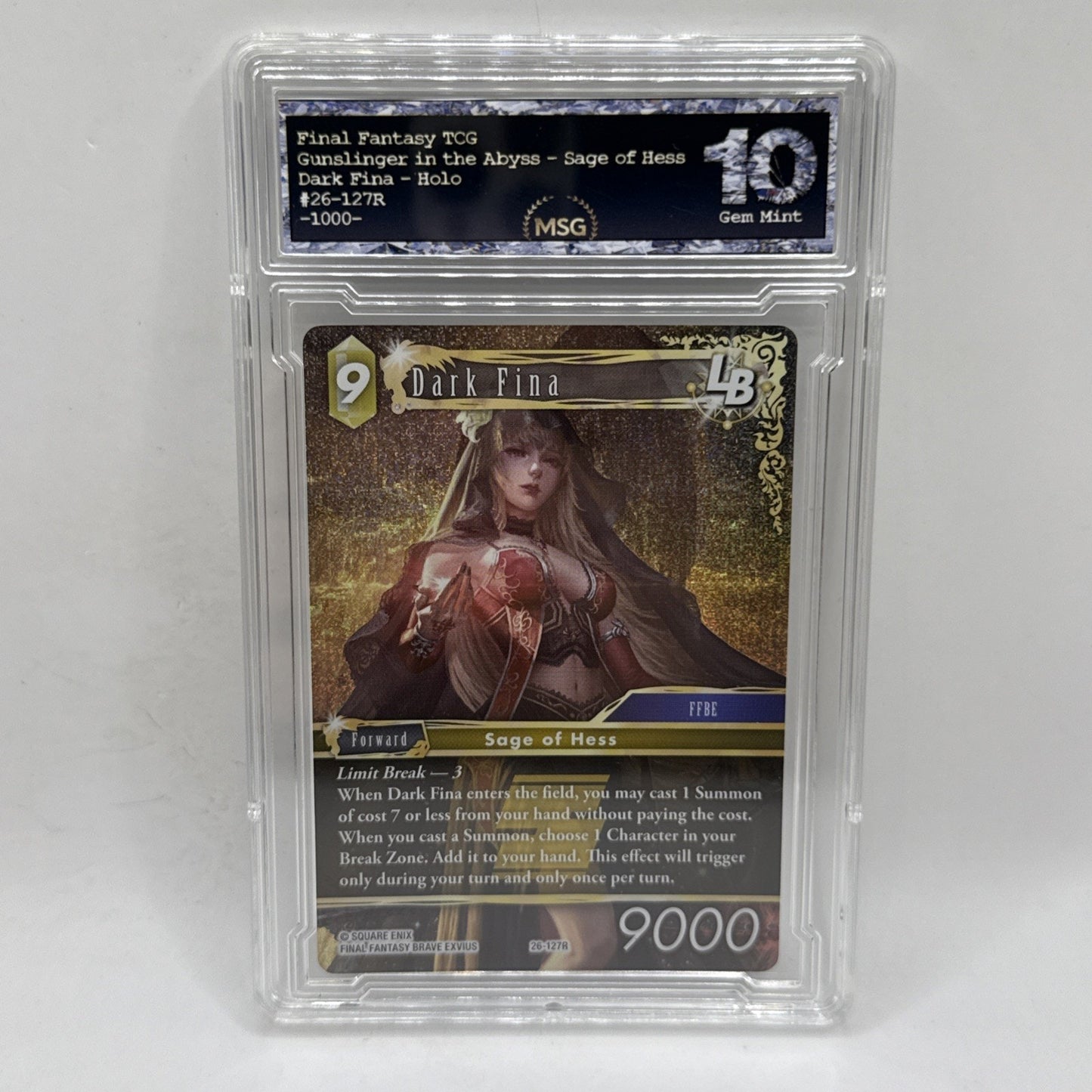 Final Fantasy TCG Gunslinger In The Abyss Dark Fina LB 26-123R Foil Graded 10