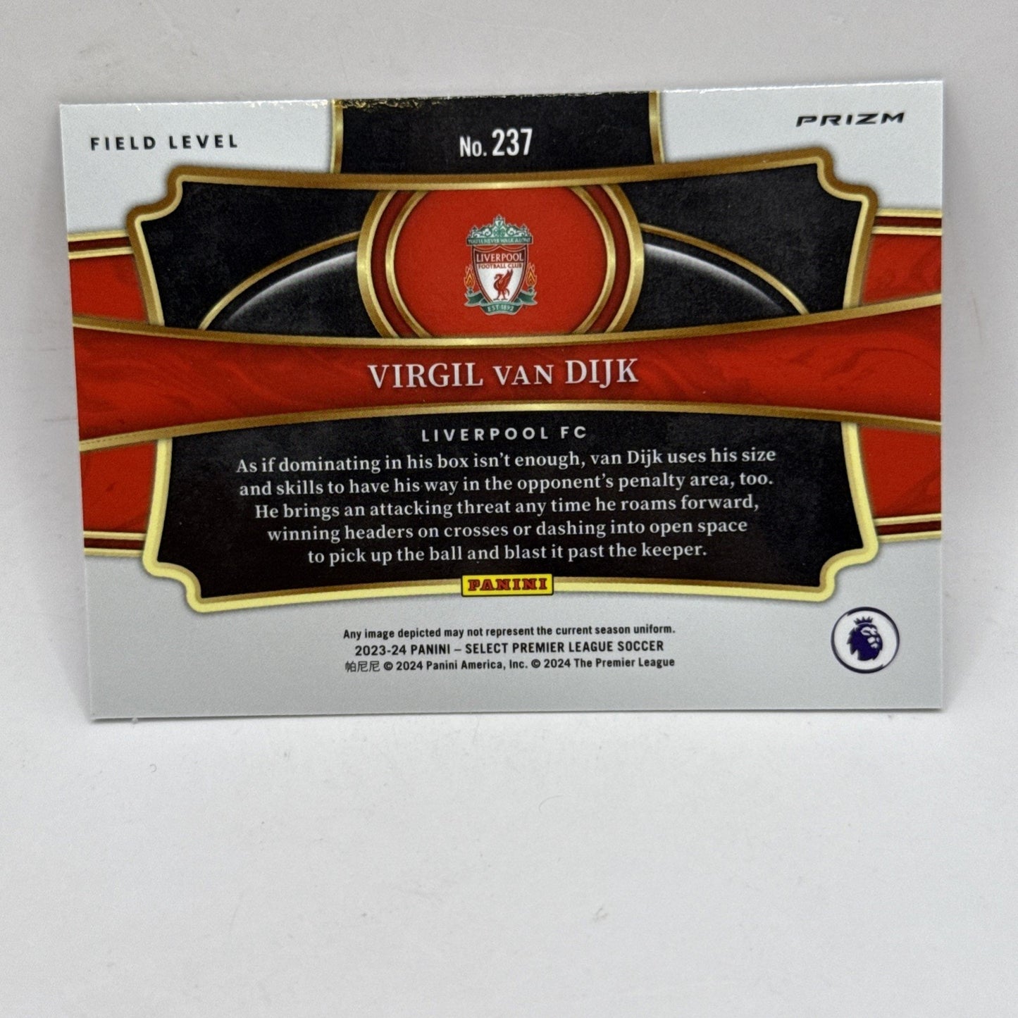 VIRGIL VAN DIJK select 2023-24 pink cracked ice field level Soccer Card