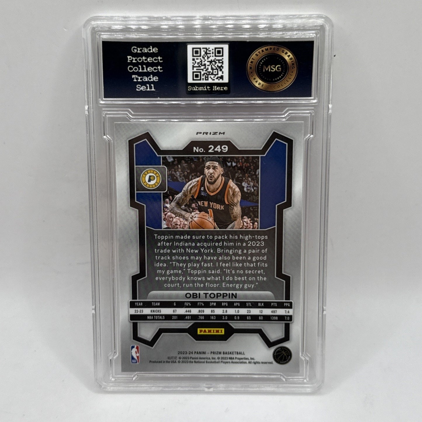 Obi Toppin Pink Cracked Ice 2023-24 Panini Prizm Prizms Pink Ice Graded 10 NBA