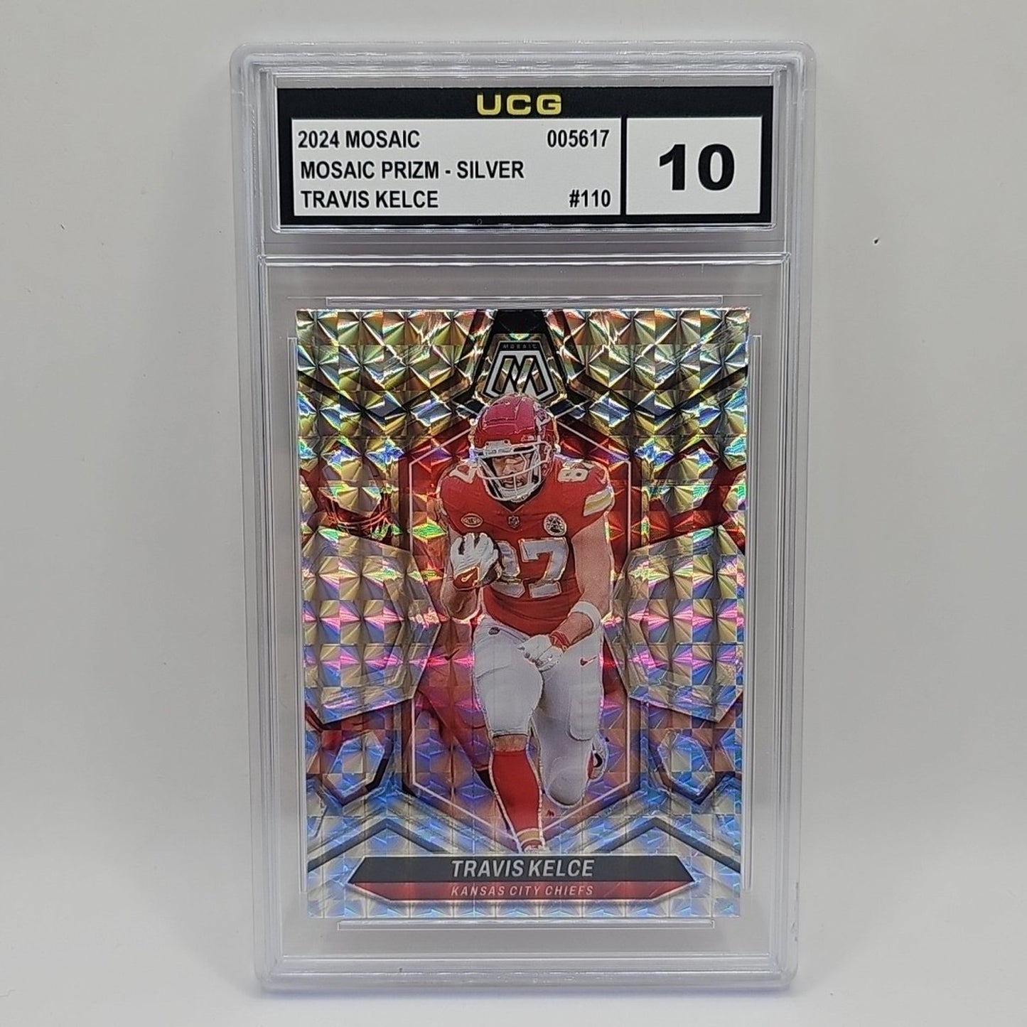 TRAVIS KELCE 2024 Panini Mosaic Silver Prizm #110 Kansas City Chiefs Graded 10