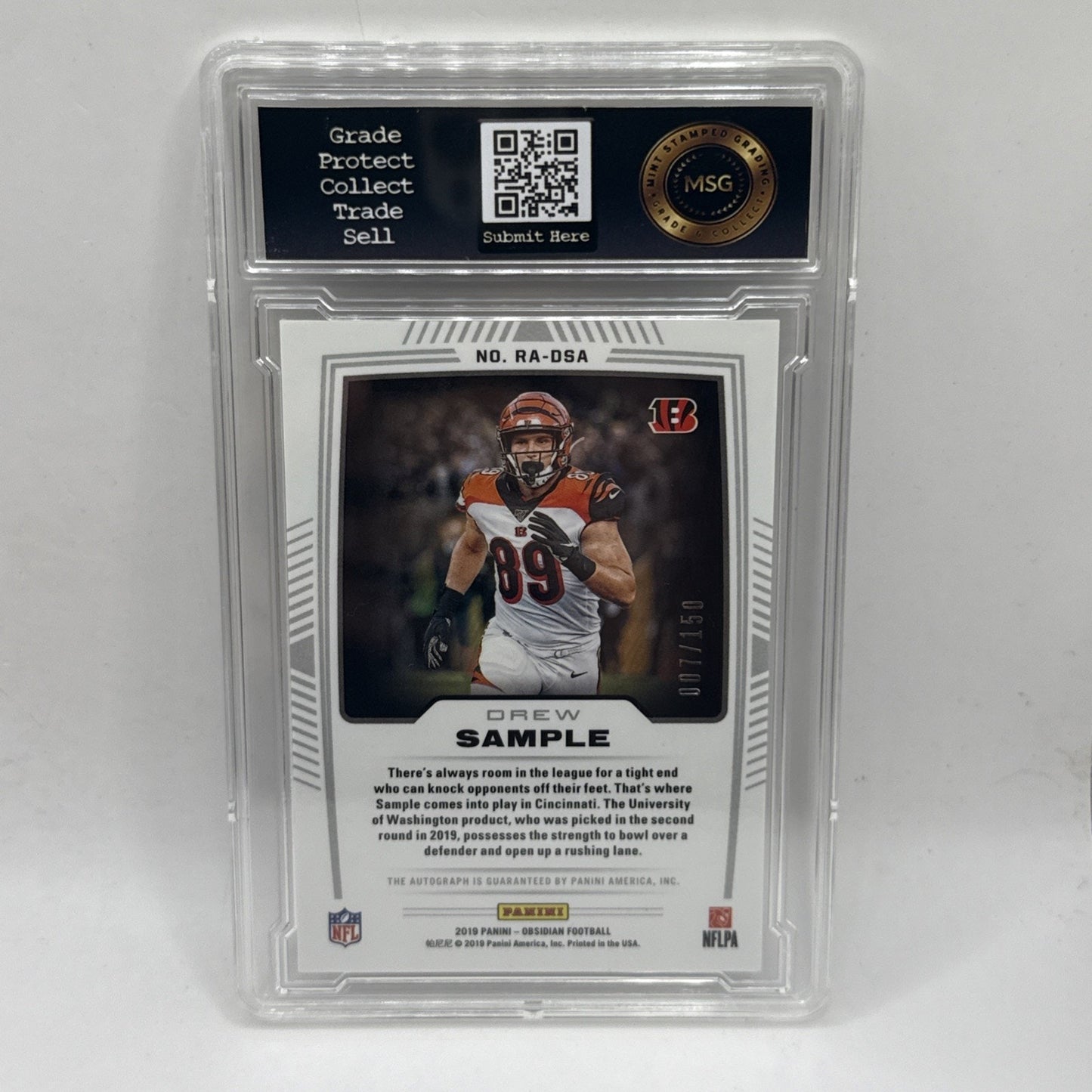 2019 Panini Obsidian Rookie Autograph Auto #61 Drew Sample #d /150 RC Bengals
