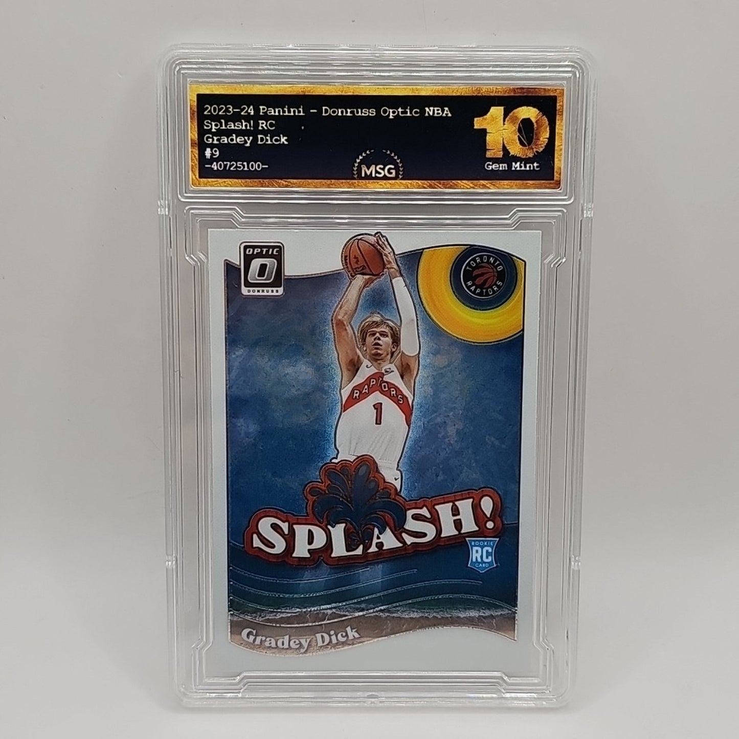 Gradey Dick Rookie RC 2023-24 Panini Donruss Optic Splash #9 NBA Raptors Graded