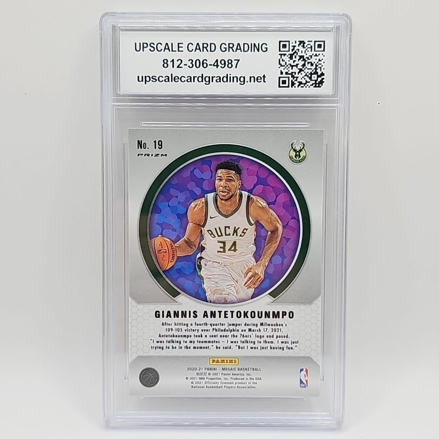 2020 Mosaic Giannis Antetokoumpo Men of Mastery #19 Bucks Graded 10 NBA