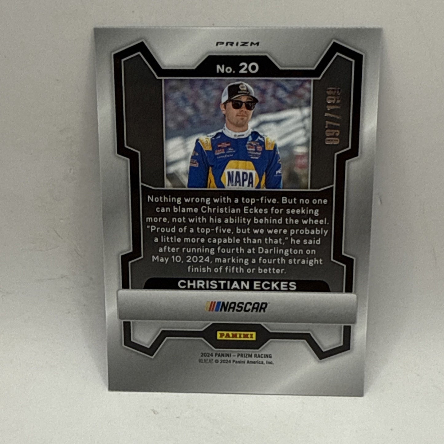 2024 Panini Prizm #20 Christian Eckes Blue Prizm Short Print /199 NASCAR Napa