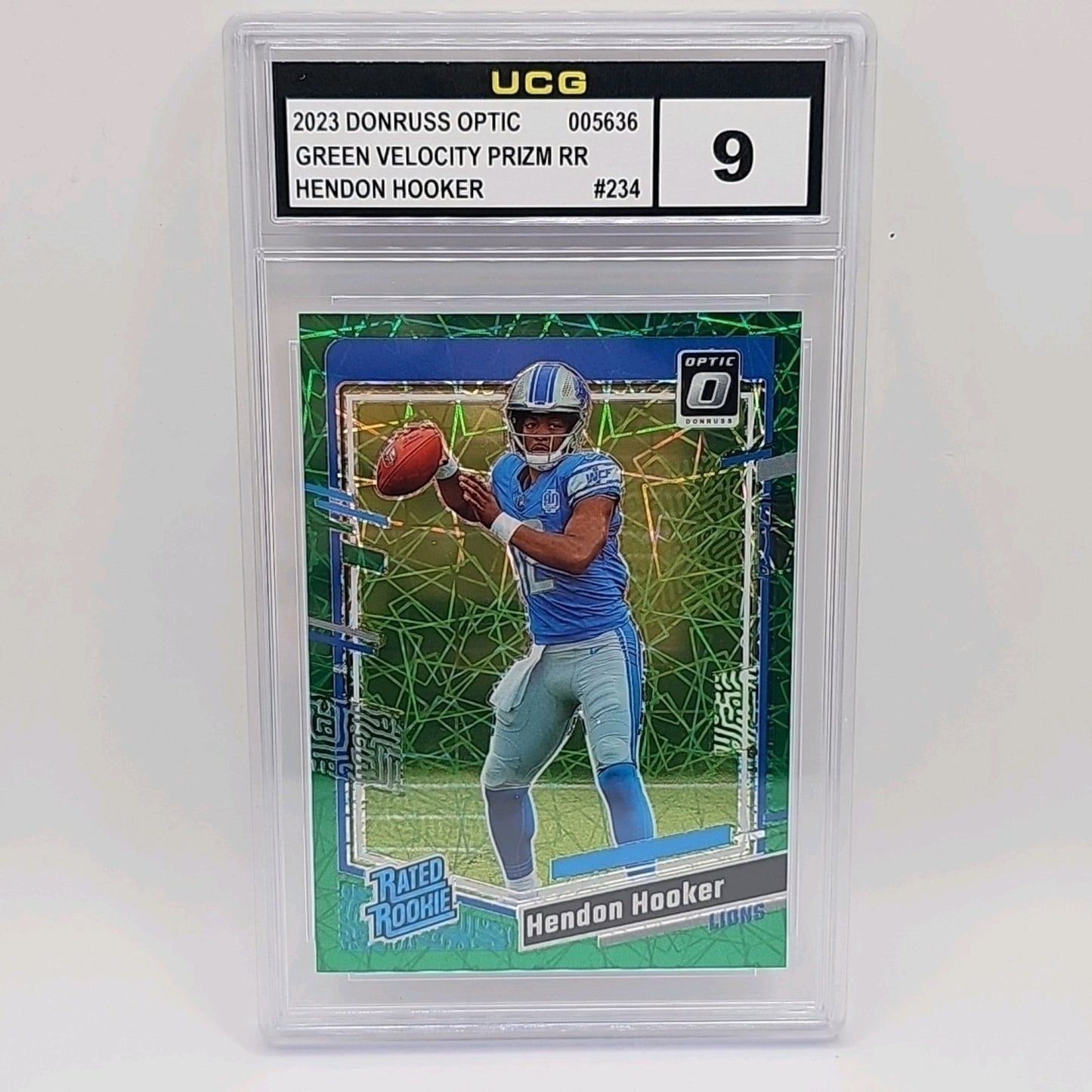 2023 Panini - Rated Rookie Green Velocity Prizm #234 Hendon Hooker Graded 9 NFL