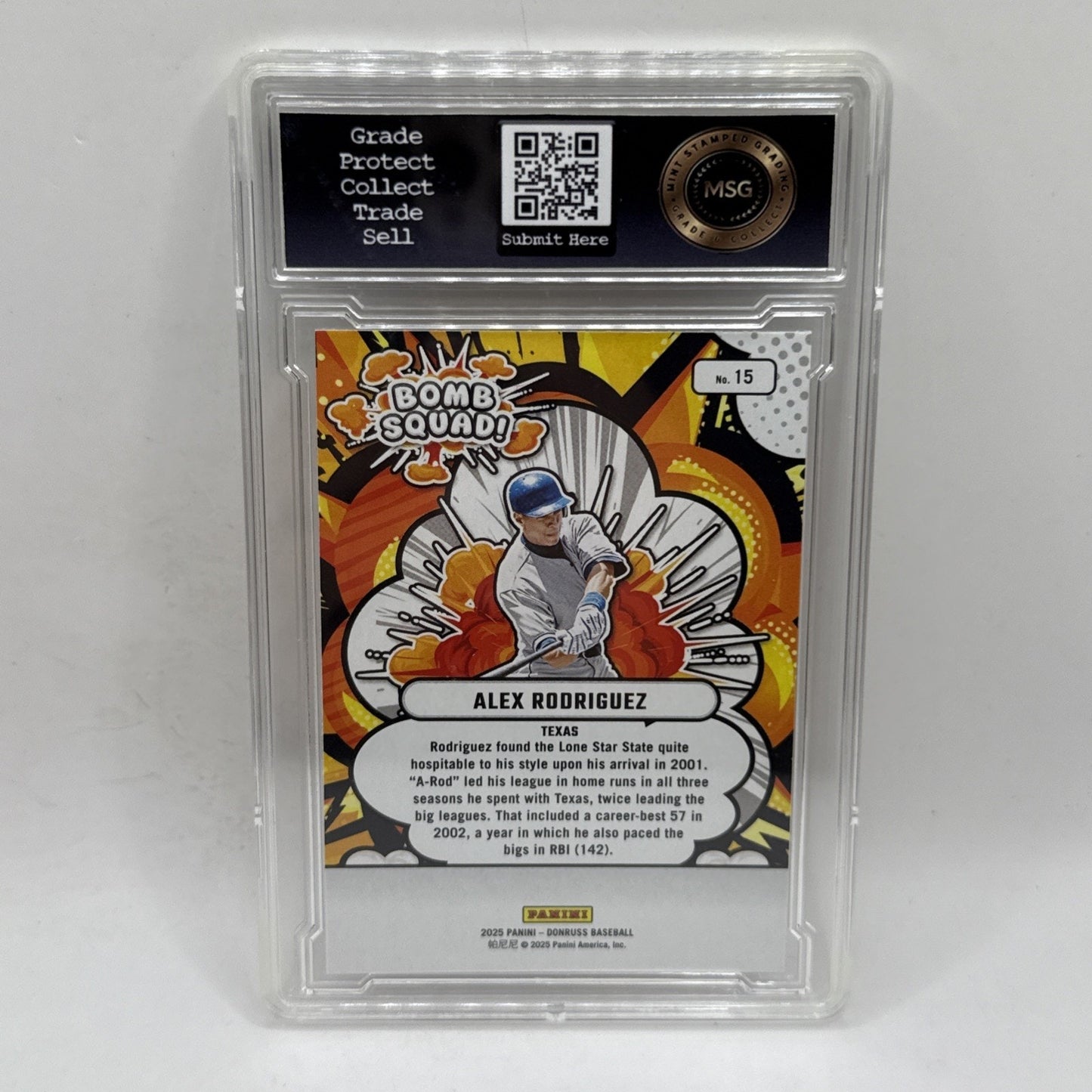 Alex Rodriguez 2025 Donruss Baseball Bomb Squad #15 Texas Rangers Graded 9 Mint