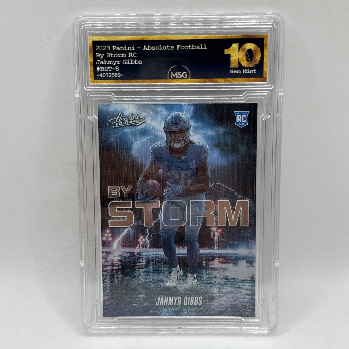 2023 Panini Absolute By Storm Jahmyr Gibbs RC #BST-8 Detroit Lions Rookie Graded