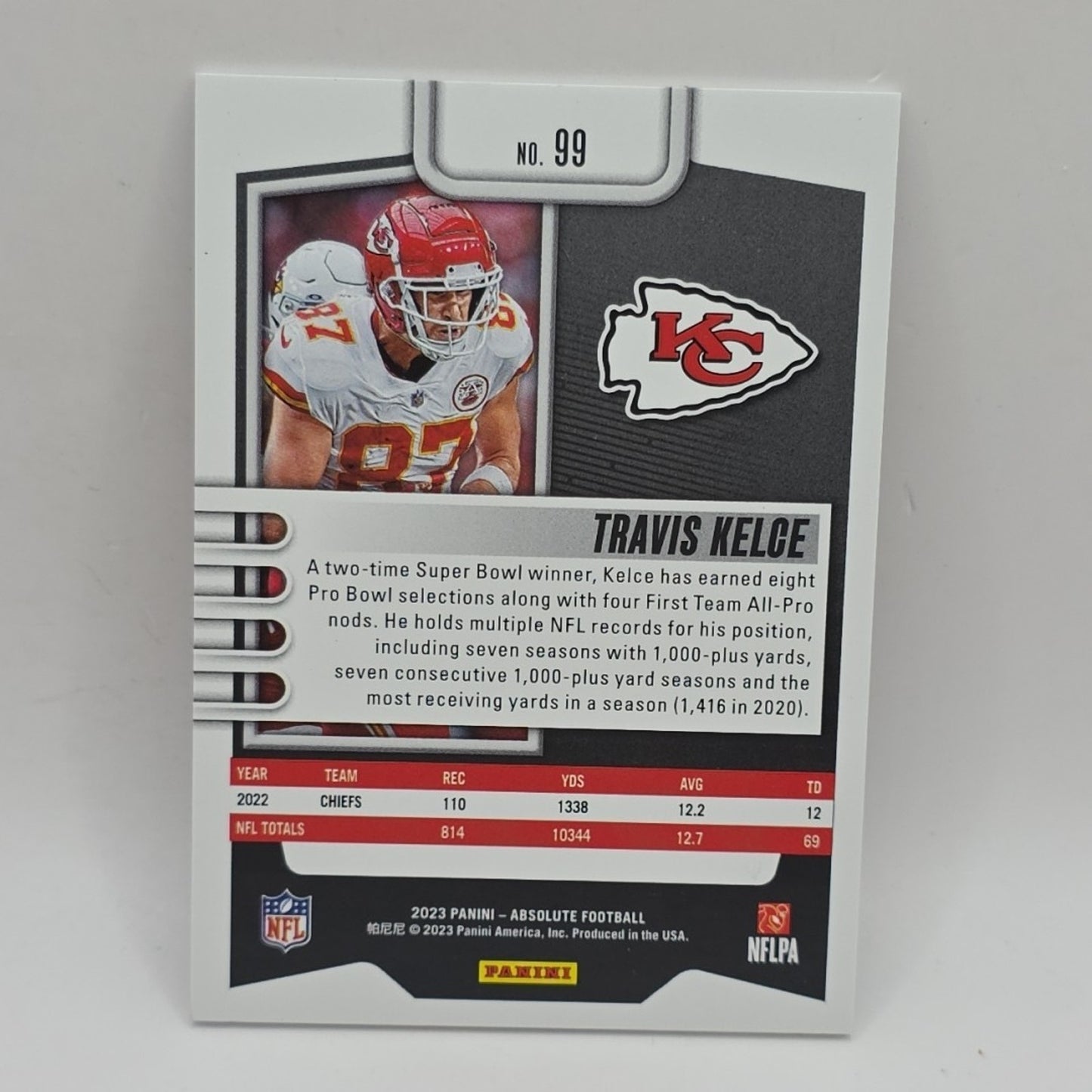 2023 Panini Absolute Football Card Travis Kelce #99 - Kansas City Chiefs Silver