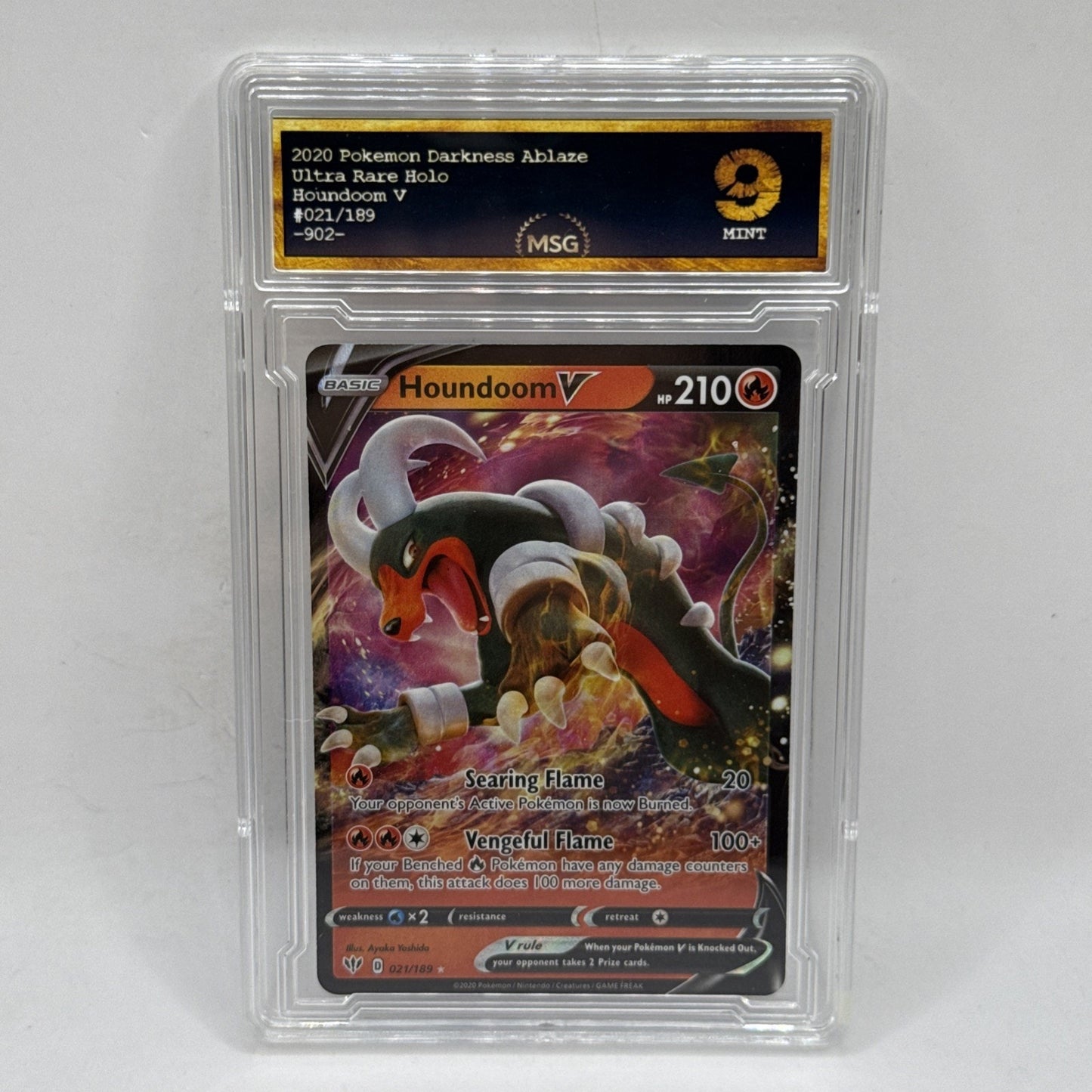 Pokemon - Houndoom V 021/189 - Darkness Ablaze - Graded 9 Mint Tcg Collectible