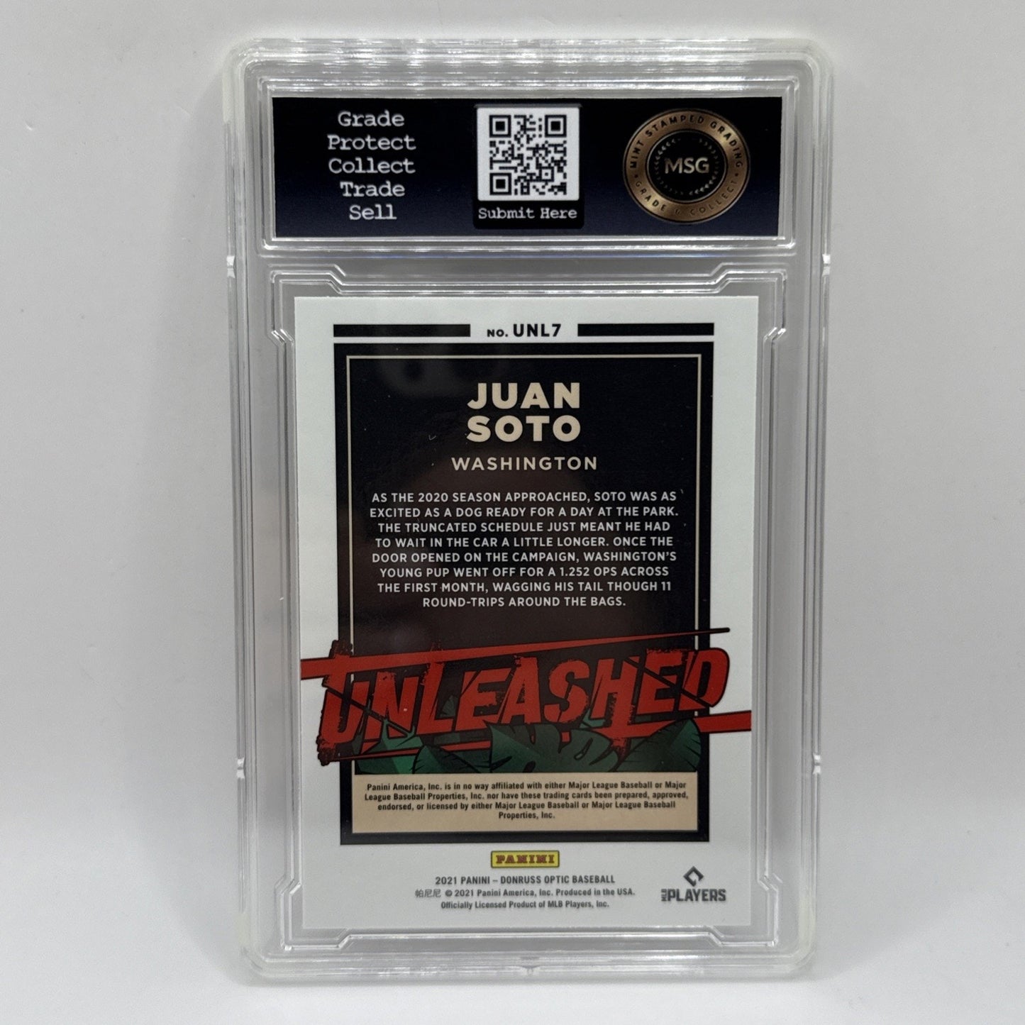 2021 Panini Donruss Optic Juan Soto Unleashed #UNL7 Graded 9 Mint MLB