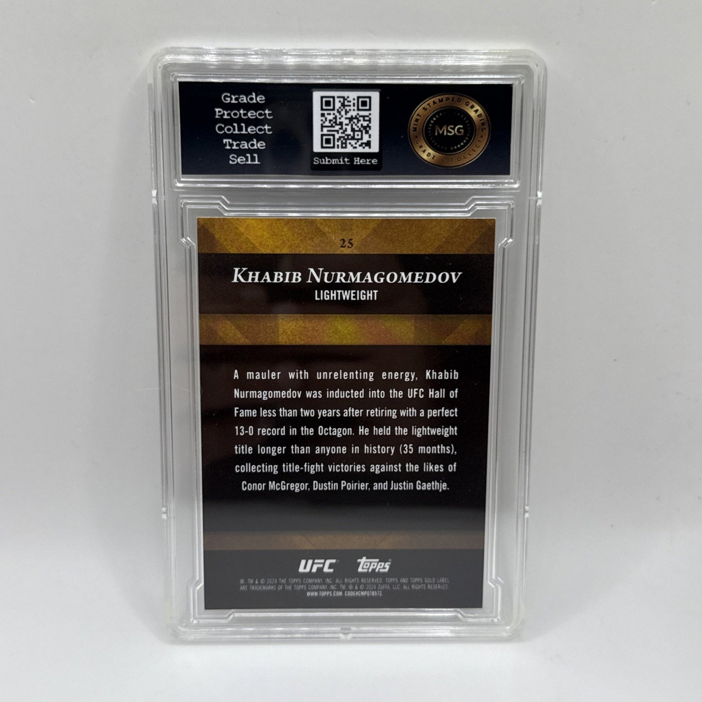 2024 Topps UFC Gold Label Khabib Nurmagomedov Class 2 Graded 9 Mint
